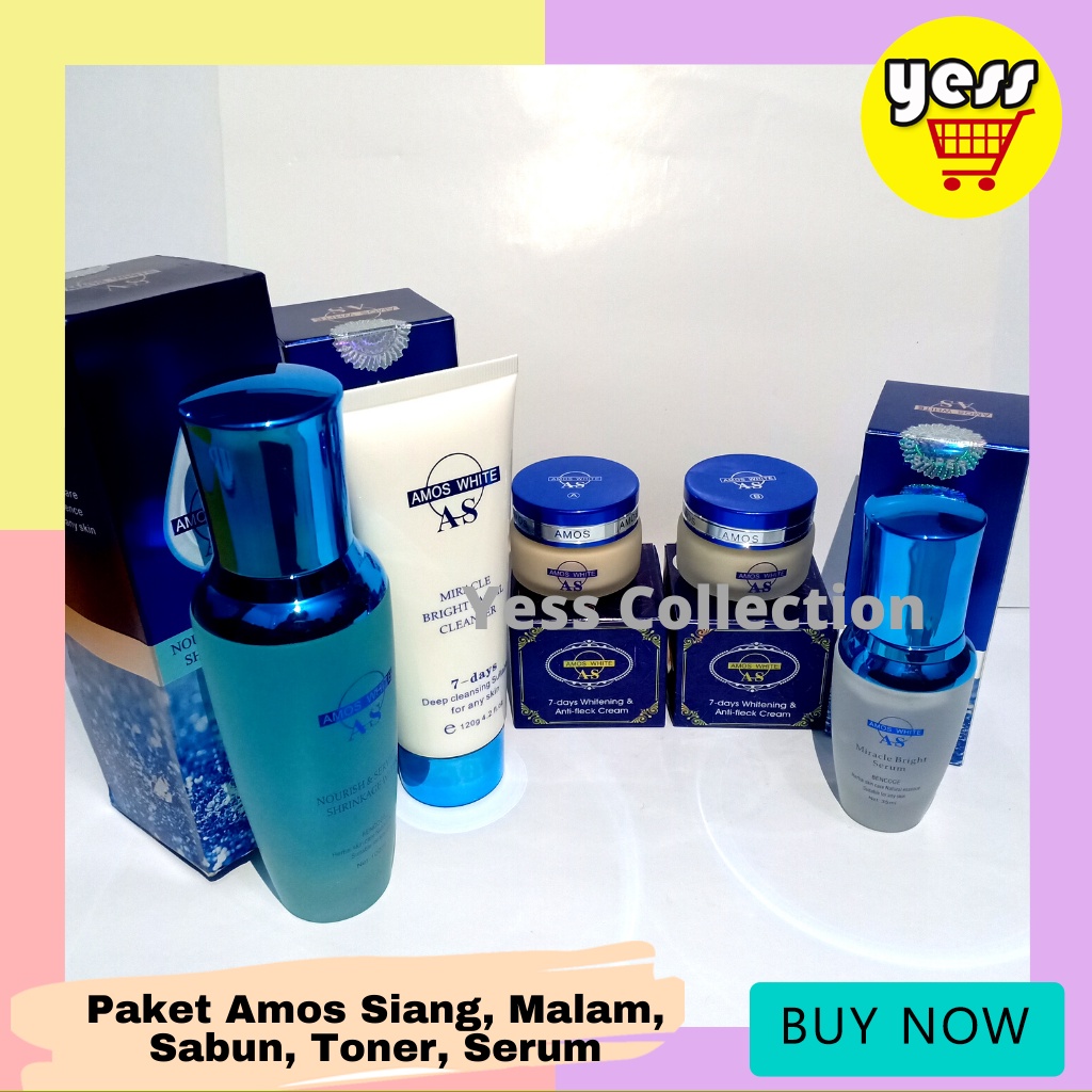Amos Cream Paket 5in1 ORIGINAL ( Cream Siang, Cream Malam, Sabun, Serum, Toner )