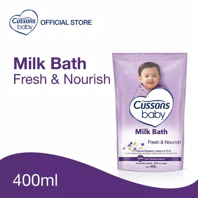 Cussons Milk Bath Refill Pouch 400ml - Cussons Sabun Mandi Bayi Kemasan Isi Ulang 400ml