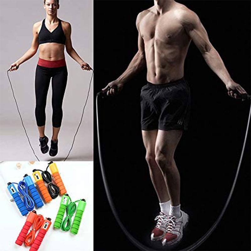 Tali Skipping dengan Penghitung Otomatis Skiping loncat tali olah raga fitness sport alat olahraga skipping rope jumping rope training crossfit jump rope workout equipments Quick count skipping rope Workout in the gym Fitness Sports Jump Rope Accurate