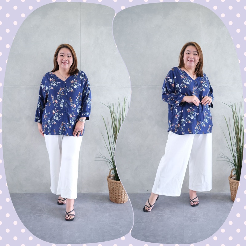 1759 HARU ATASAN JUMBO 3XL - 4XL BIGSIZE XXXL - XXXXL BLOUSE WANITA LD 132 - 140 BLUS BIG SIZE MURAH-4