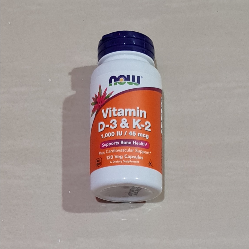 Now Foods Vitamin D3 &amp; K2 1000 IU / 45 mcg 120 Veg Capsules