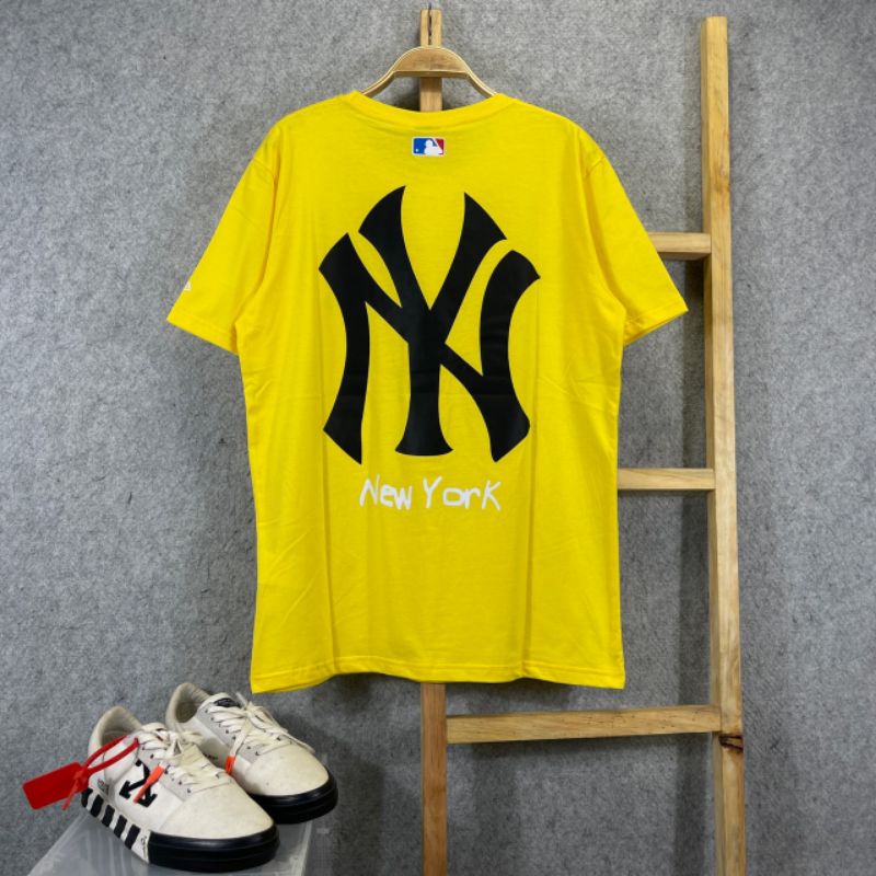 KAOS T-SHIRT NY YANKEES LOGO SMALL YELLOW AUTHENTIC PREMIUM