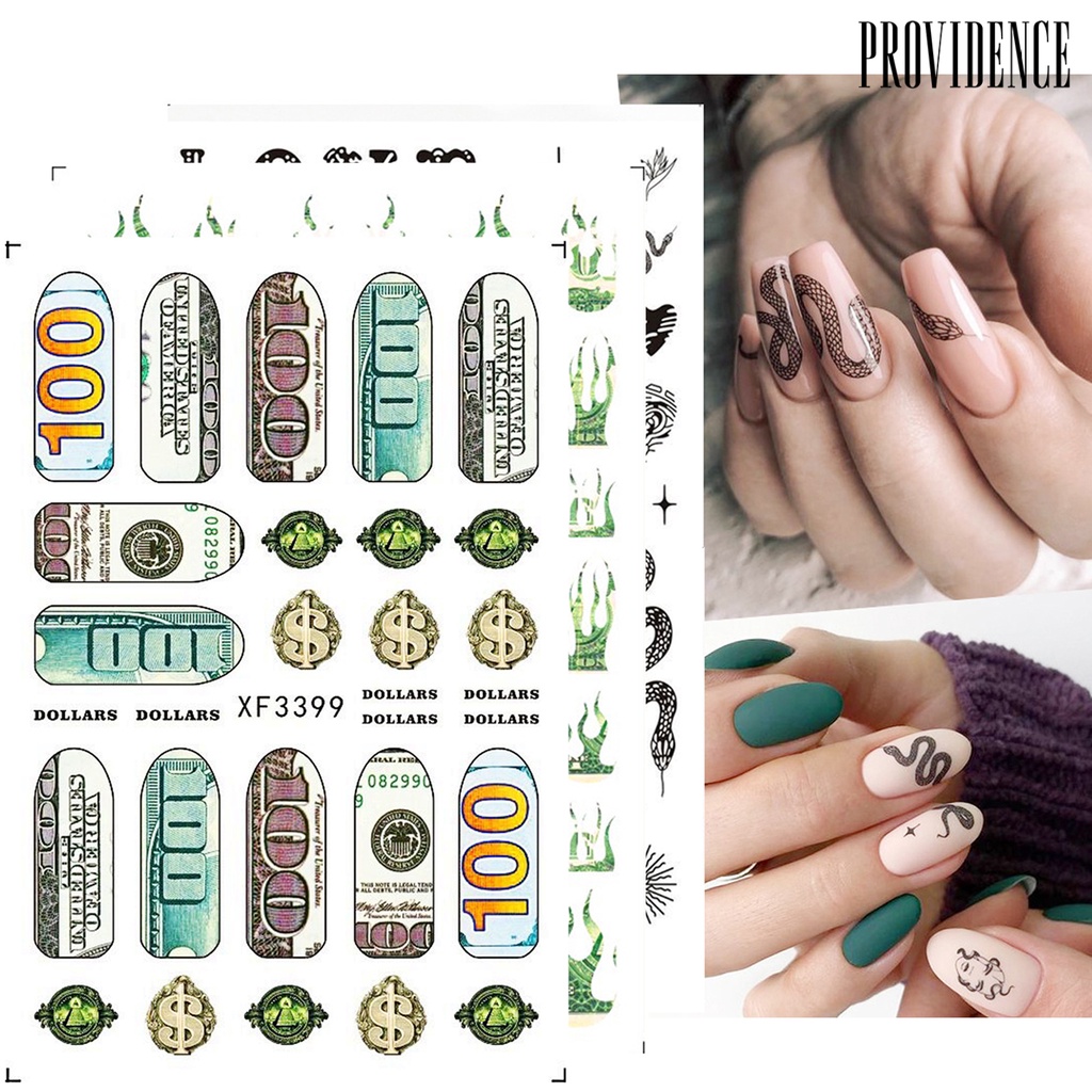 Providence 3Pcs/Set Nail Decals Dragon Money Shape 3D Effect Ultra Thin Manicure Art Dollar Tips Decorations Sticker for Manicure