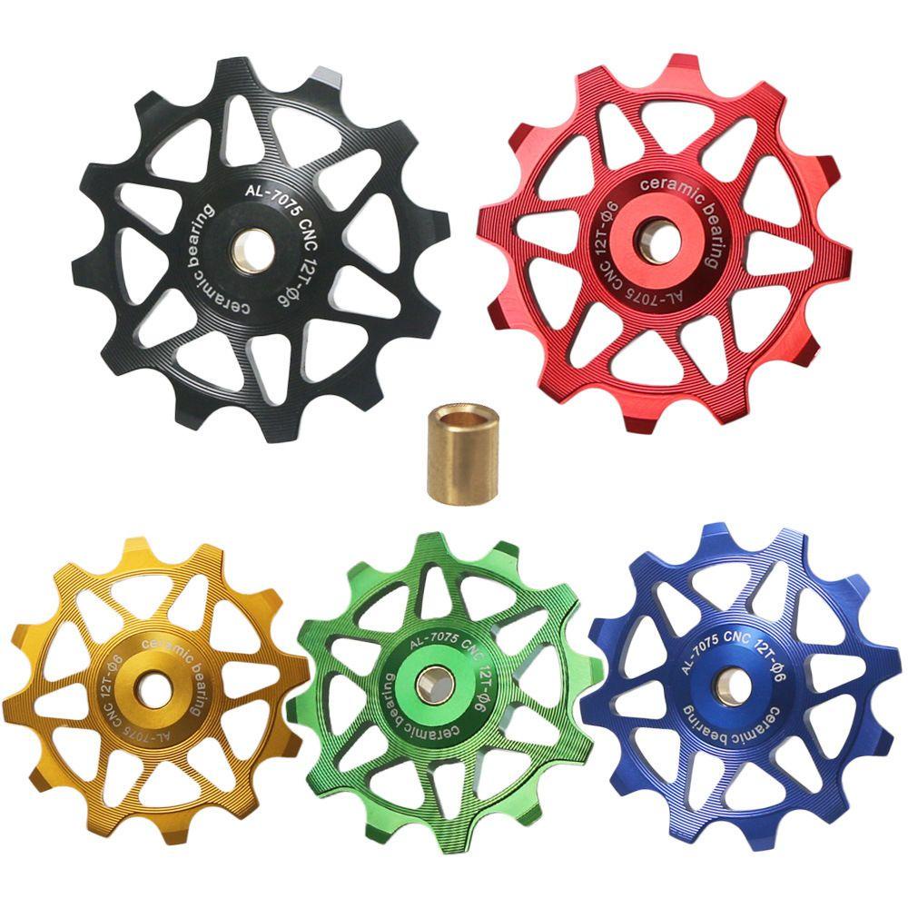 Lanfy Ceramic Pulley Rear Derailleur Red Blue Green Guide Roller Sepeda Jalan 12T 14T Roller Pemandu Belakang Bearing Keramik Derailleur Belakang Pulley