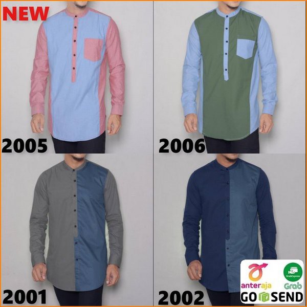 HM18 Baju Koko Pakistan Modern Koko Pria Dewasa Lengan Panjang