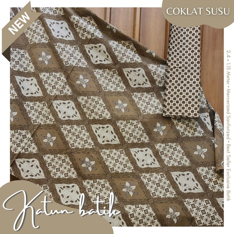 KAIN BATIK KAIN KATUN SANFORIZED WARNA COKLAT KOPI SUSU - 03