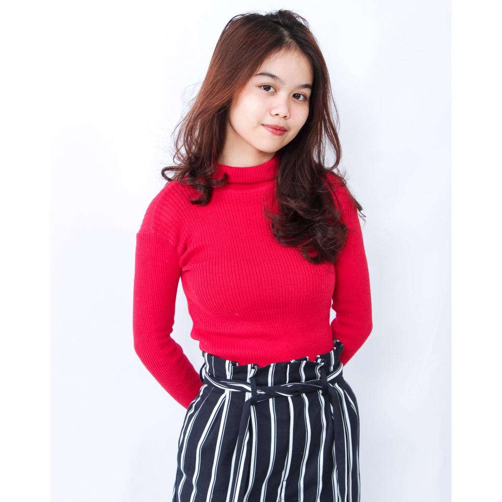 Promo Baju atasan wanita terbaru Rajut Turtleneck Press Body Premium Tebal Halus