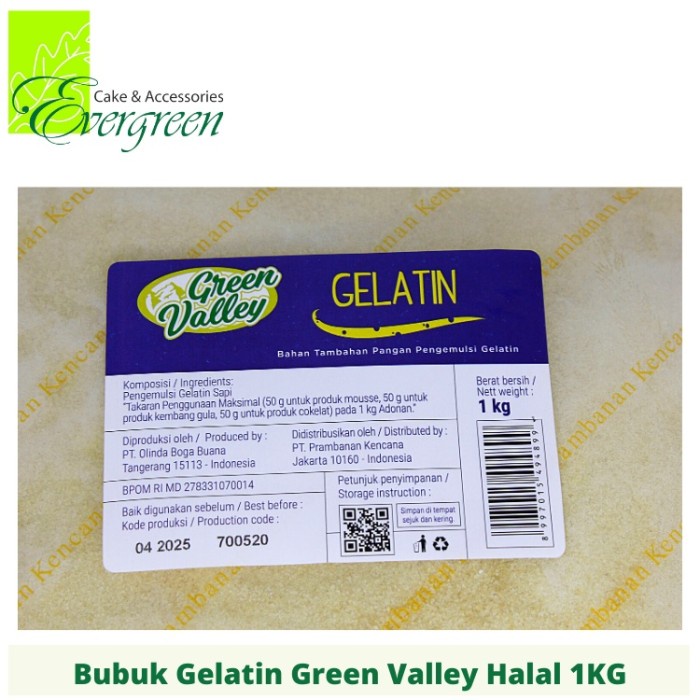 

Siap Kirim Bubuk Gelatin Halal Green Valley 1Kg