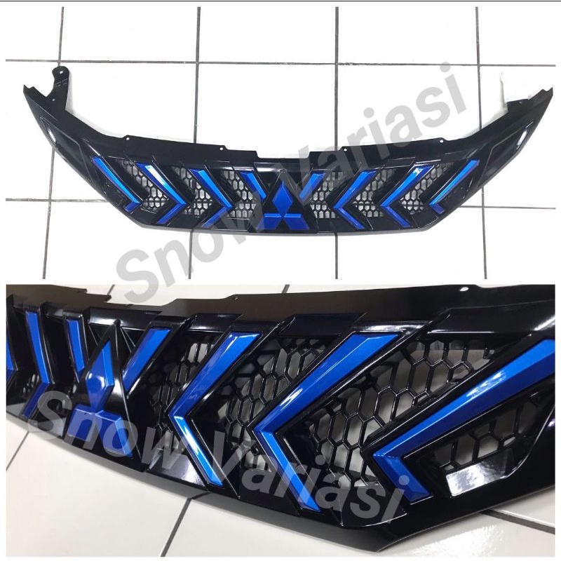 Gril Grill Front grille cover Xtivo xpander hitam kilap doff lis biru blue JSL