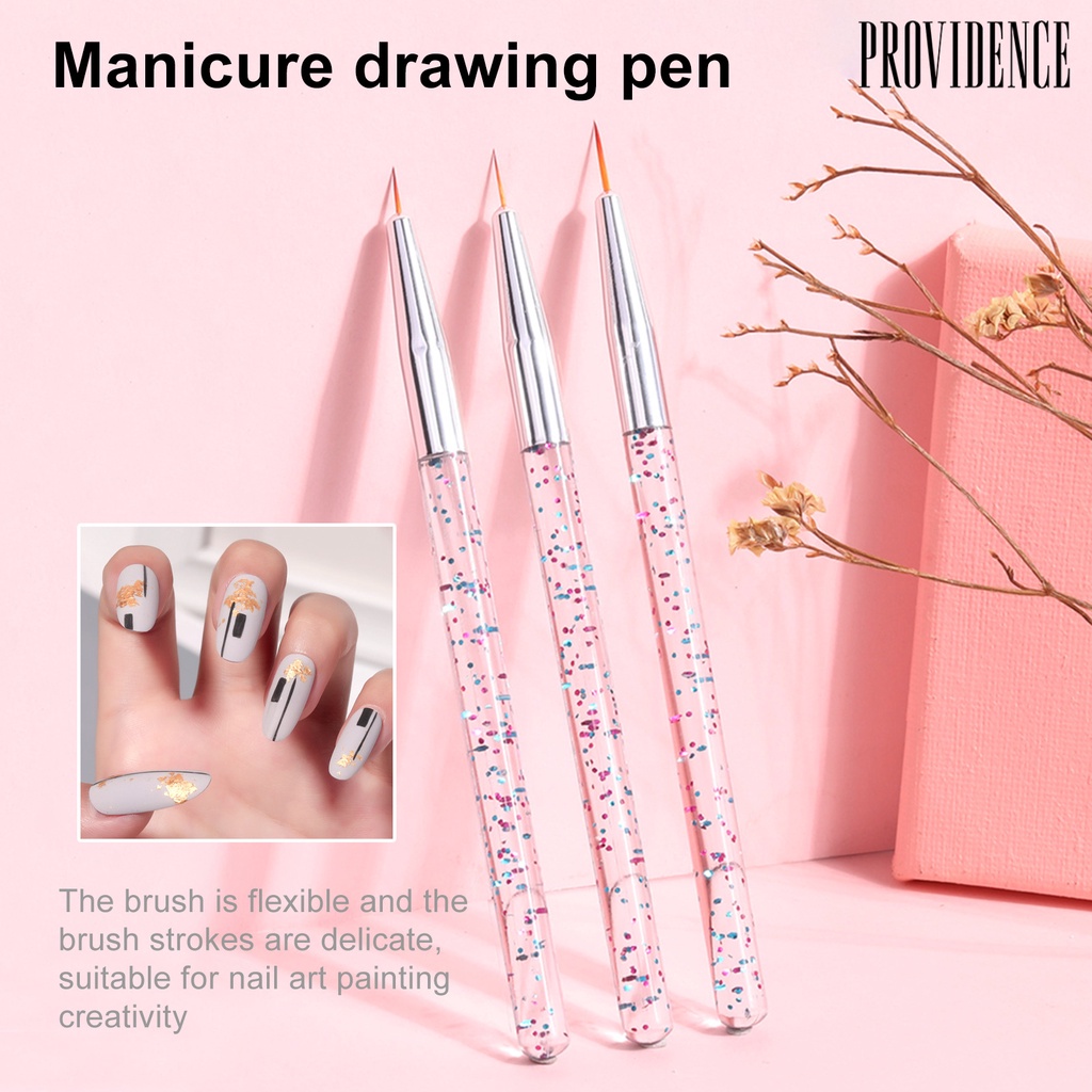 Providence 3Pcs/Set Nail Painting Pen Colorful Surface Ergonomics Handle Ultra Thin Flower Design Stripes Lines Liner DIY Drawing Pen for Manicure