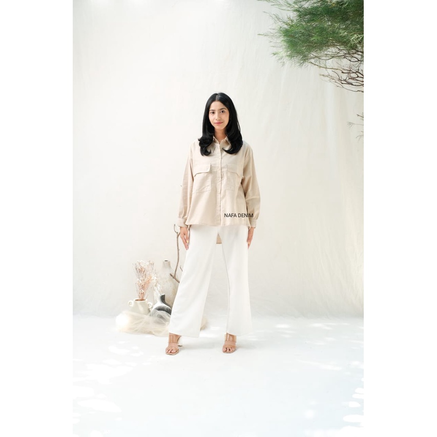 KEMEJA LINEN// KEMEJA OVERSIZE SAKU TUTUP