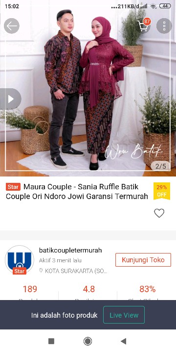 Maura Couple - Sania Ruffle Batik Couple Ori Ndoro Jowi Garansi Termurah Shopee - Batik Solo Modern