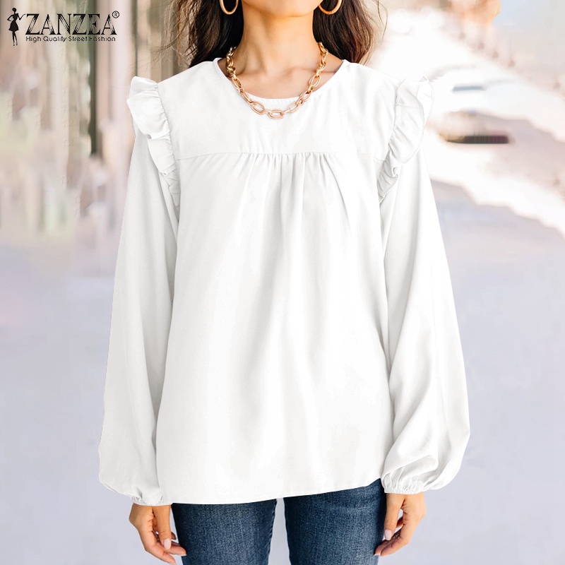 ZANZEA Women Full Sleeved Clubbing Holiday Blouse Casual Shirts