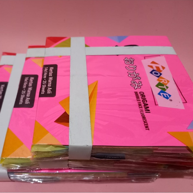 Kertas Lipat Origami Forte Warna 2 Sisi Fluorescent 25 Lembar