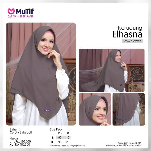 Kerudung elhasna/ Khimar mutif / Khimar basic 2 layer