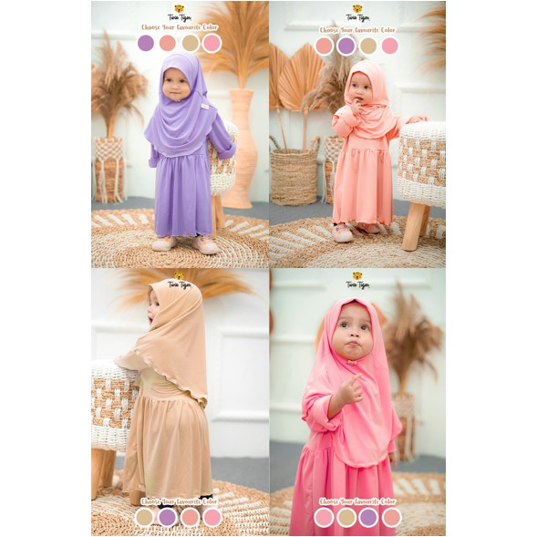 Twin Tiger 0-6 Tahun Farah Amira Gamis Set Raya / Setelan Gamis Lebaran / Pakaian Muslim Anak Ukuran SML Raya Set CBKS