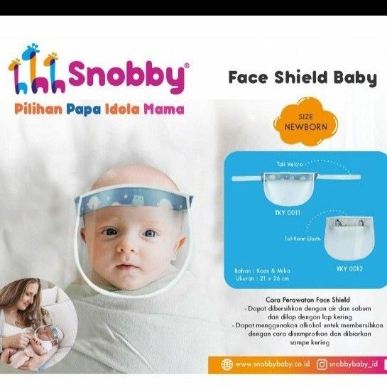 Face Shield Bayi Anak Snobby Bermotif Untuk Usia 0 Bln Dan 3 Thn . Bahan Dari Kaos Dan Mika