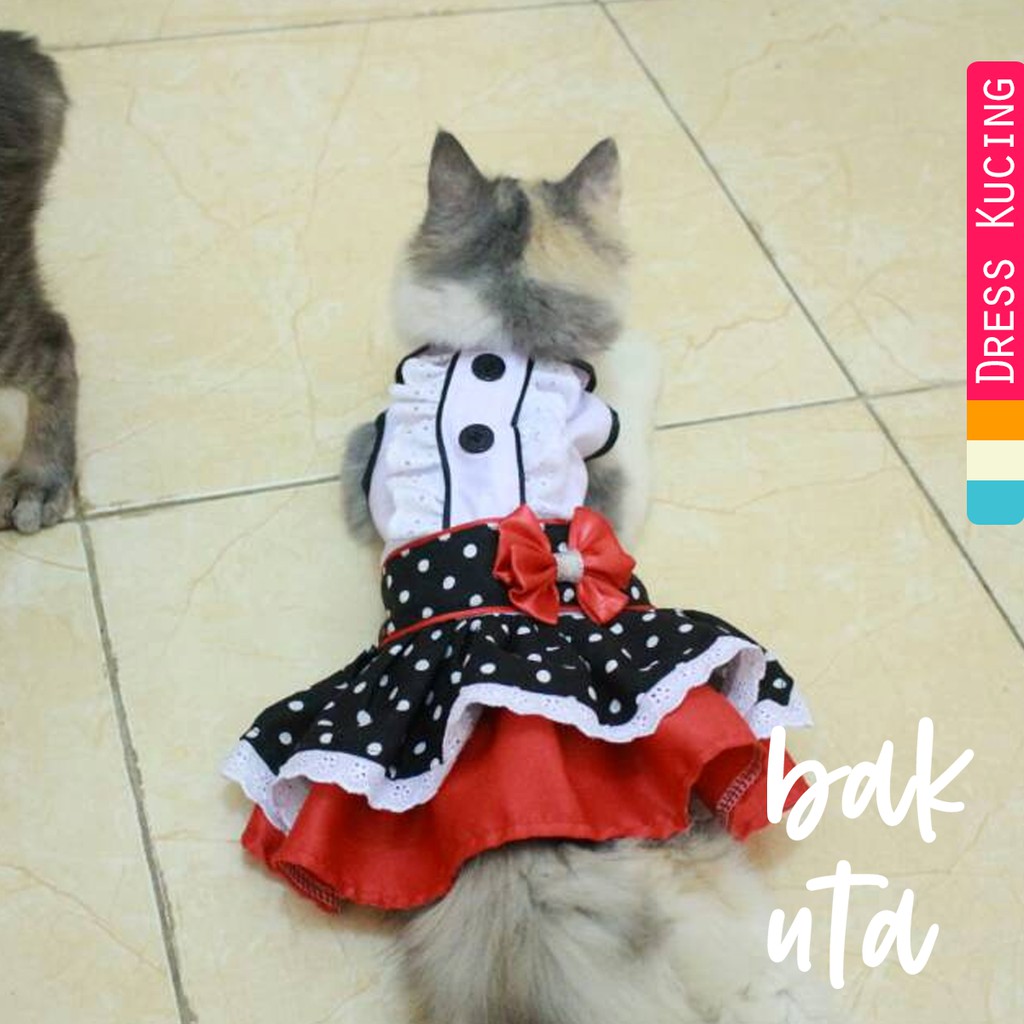 [Dress model terbaru] Dress hitam putih polkadot anime maid untuk kucing dan anjing size S M L XL