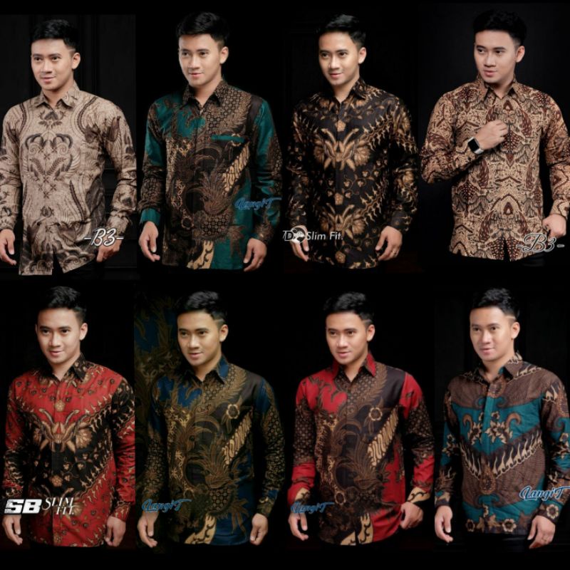 Batik Pria Lengan Panjang BATIK NAKULA HRB026 NEW motif KERATONAN Kode 002 size M L XL XXL Reguler