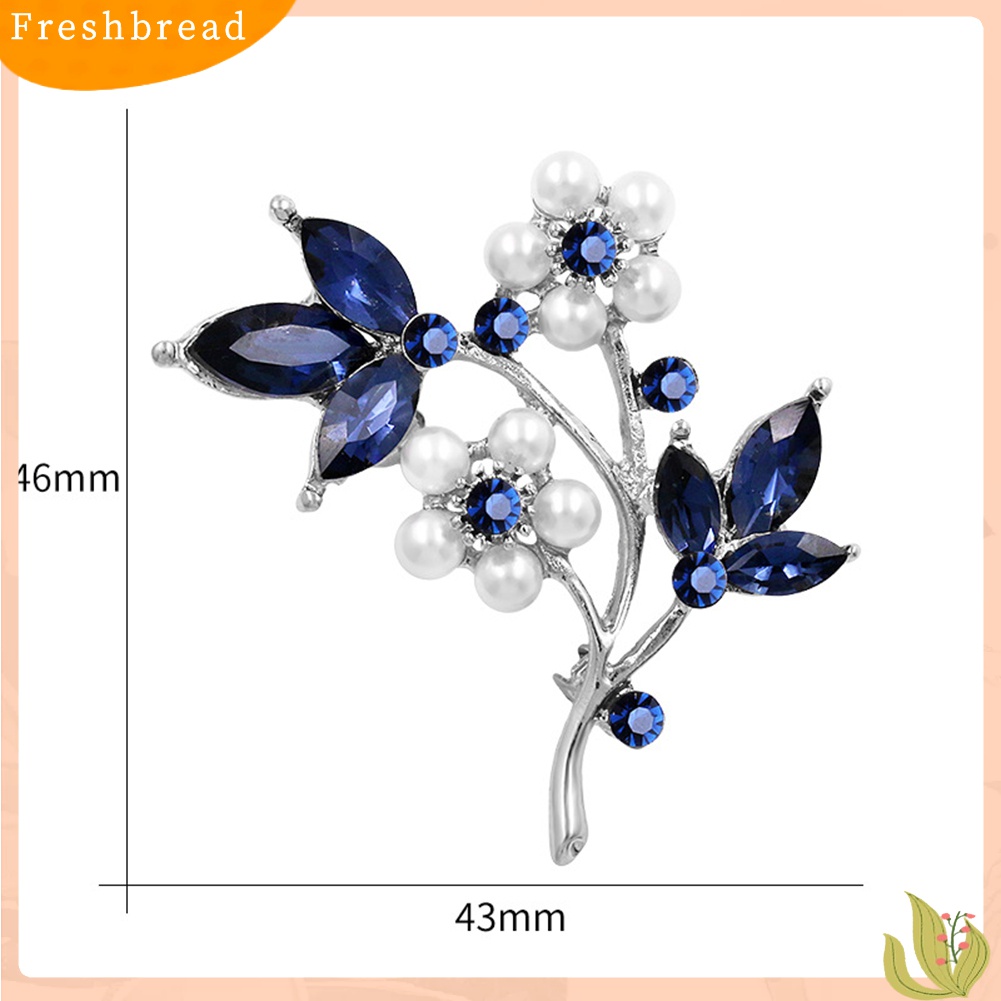 [ TERLARIS]Women Faux Pearl Rhinestone Petals Flowers Brooch Pin Jewelry Clothing Accessory