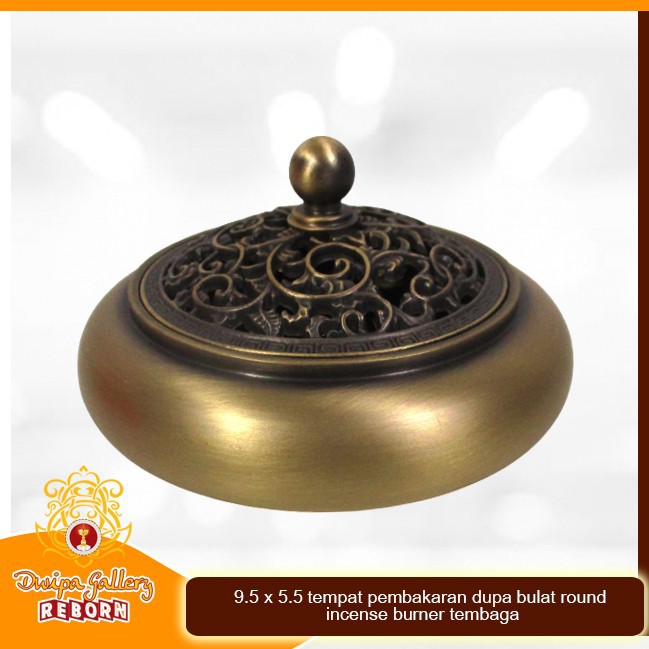 9.5x5.5 tempat pembakaran dupa bulat / round incense burner tembaga