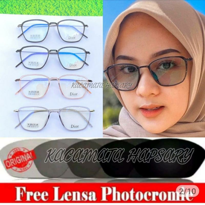 Frame Kacamata Wanita Terbaru &amp; Trendy Free Lensa PHPTOCROMIC Minus, Plus Dan Anti UV 2189