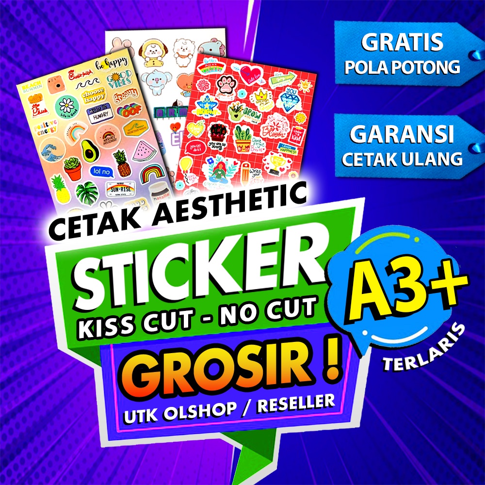 

CETAK STICKER A3+ : Kiss Cut atau Tanpa Cutting, Bentuk Pola Bebas