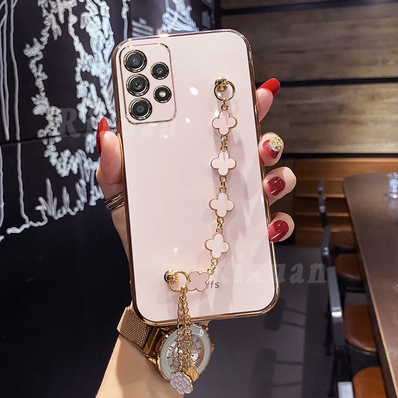 Soft Case Bahan Silikon Dengan Liontin Clover Untuk Samsung A53 A23 A33 A51 A71 A10S A20 A30 A7 2018 Note 10