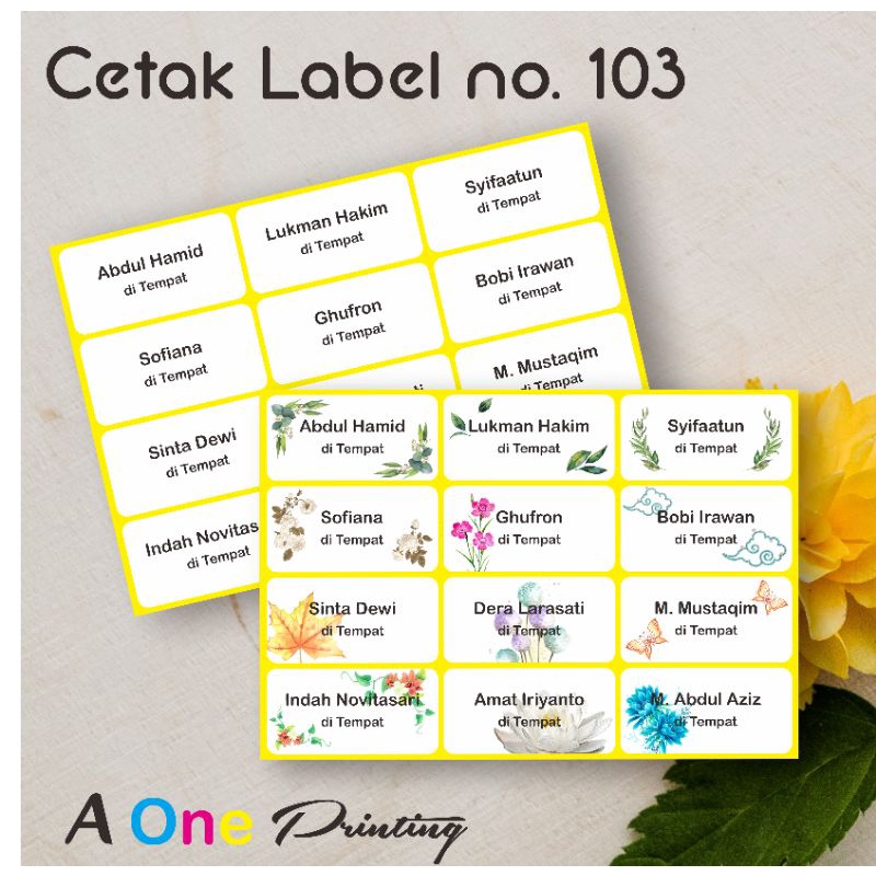 

CETAK LABEL NO. 103 / LABEL UNDANGAN