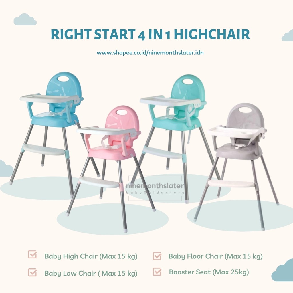 Right Start Highchair Kursi Makan Anak Booster Seat Kursi Bayi High Chair Kado 4 In 1 Multifunction Shopee Indonesia