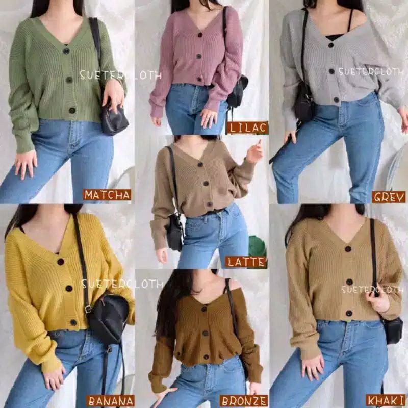 CARDIGAN RAJUT WANITA / ELLENA CROP CARDYE12 GET/ MIDI KARDIGAN / KARDIGAN RAJUT PREMIUM / BASIC CARDIGAN