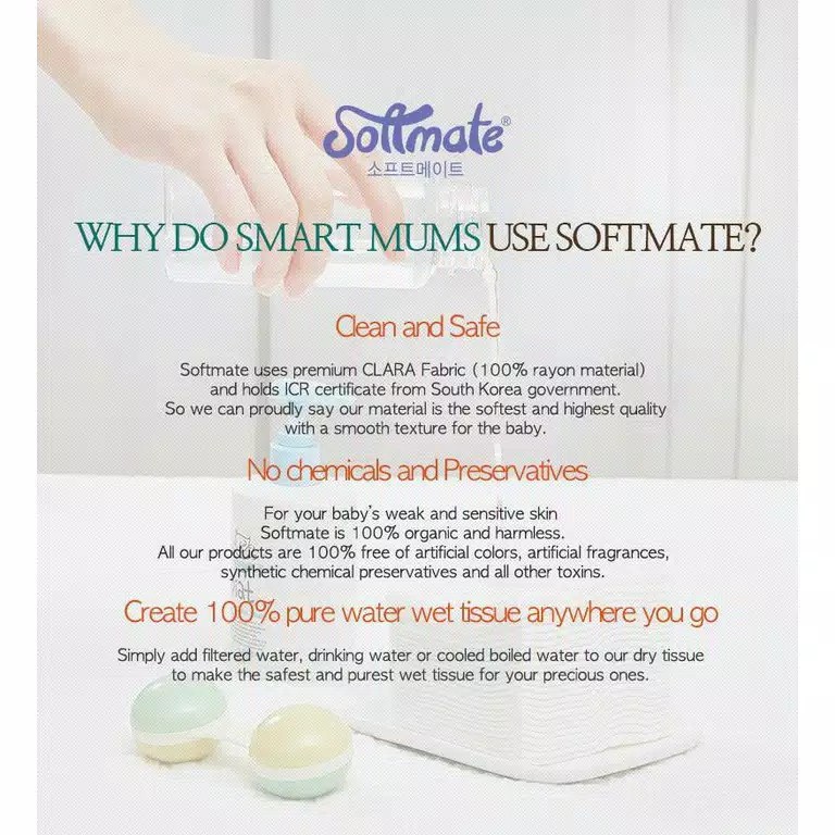 SOFTMATE Premium Tissue in Large Size 100% Organic 160'S  // Tissue Kering Baby