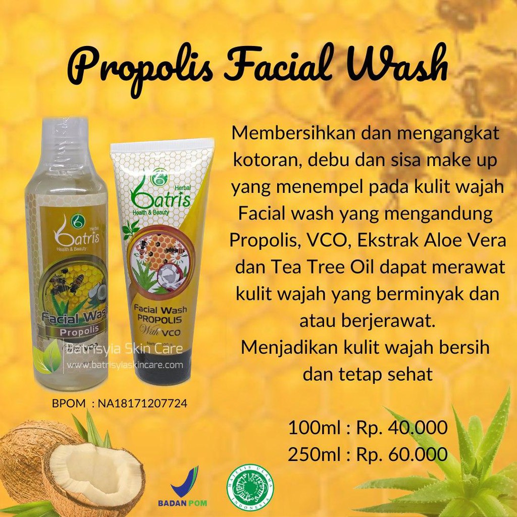 Facial wash propolis Batrisyia Herbal sabun cuci muka sabun komedo