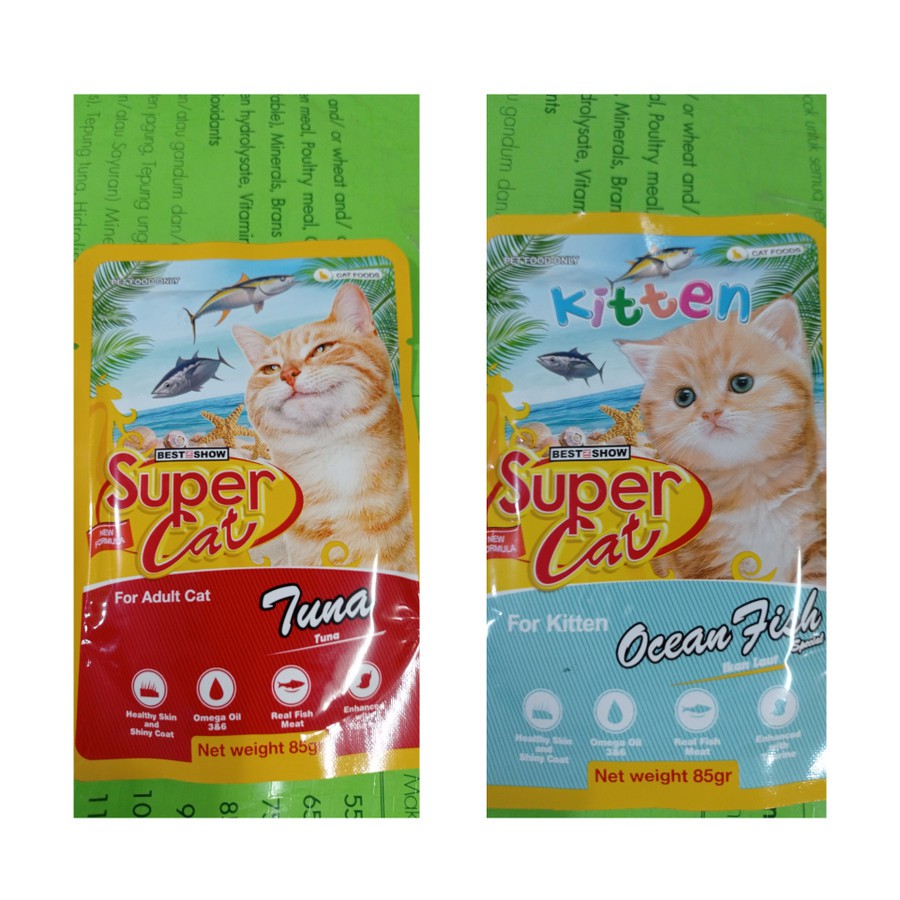 Supercat super cat pouch 85 gr makanan kucing 85g