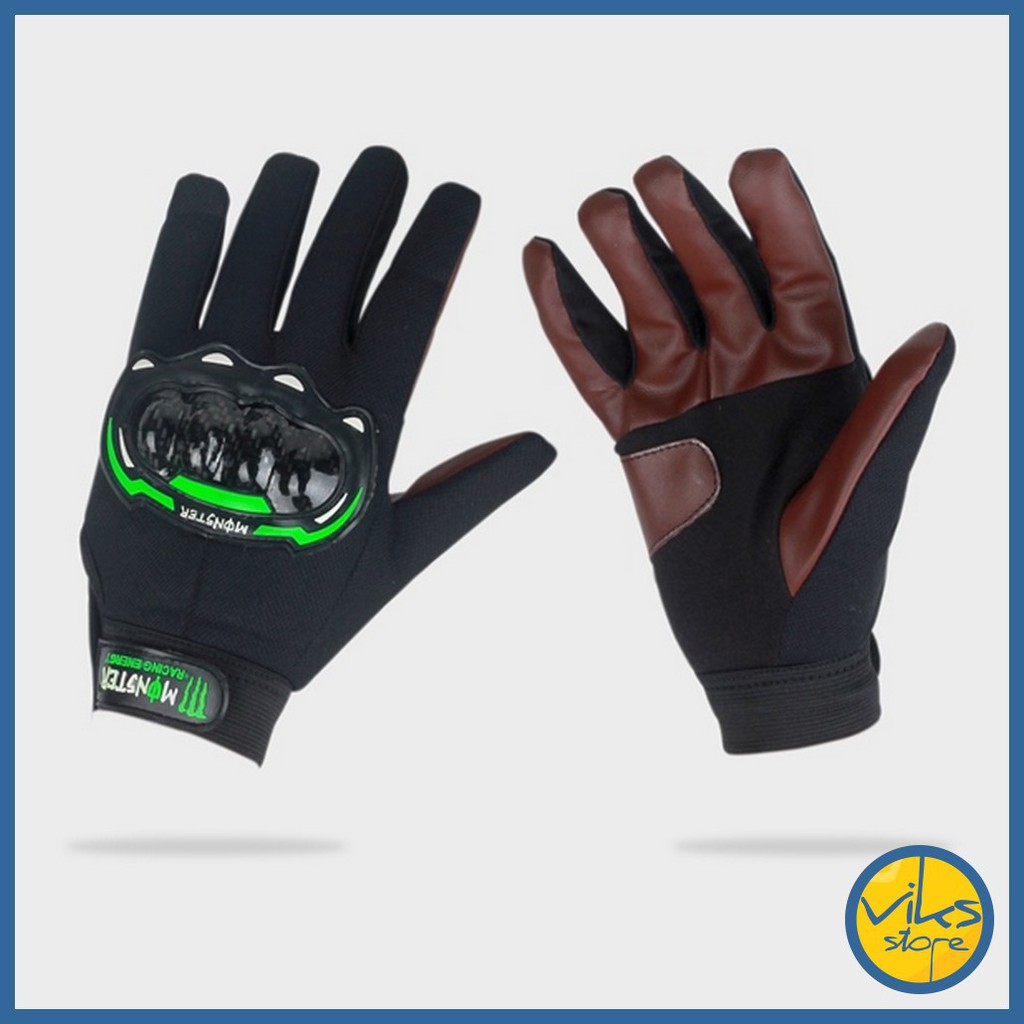 Sarung Tangan Motor Protector / Batok Pria Kulit Sintesis Hitam Lokal Simpel Multifungsi Glove Lokal