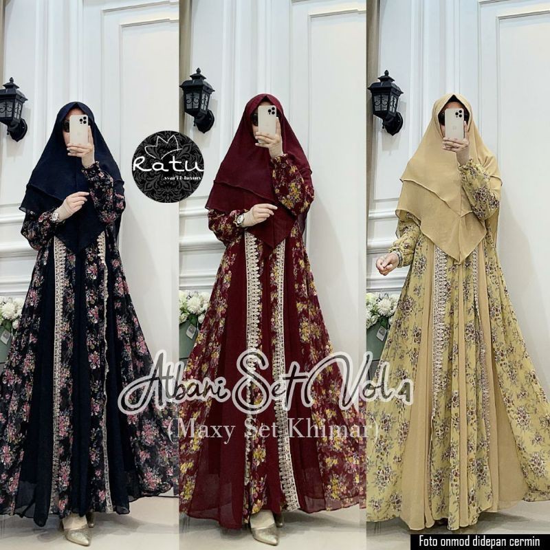 ALBANI SET VOL 4 BY RATU / GAMIS SYARI / CERUTY MOTIF// SET KHIMAR //  TERMURAH