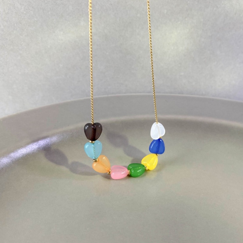 Colorful Love Necklace Accessories Light Luxury Clavicle Chain Trend