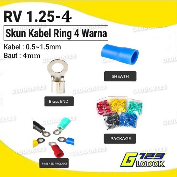 Terminal Kabel Sekun Skun Ring O Bulat Cable Lug Isolasi RV 1.25-4