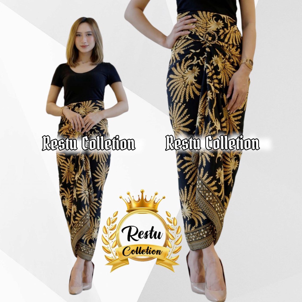 Rok Lilit Motif Batik Padi Bawahan Wanita Kebaya Wisuda Kondangan Tunangan Nikahan Bahan Kain Sutra HQ Premium