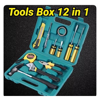 ALAT PERKAKAS SET 12 in 1 pertukangan Tool Kit BOX Tang Palu 12in1 obeng wrench LENGKAP KOPER