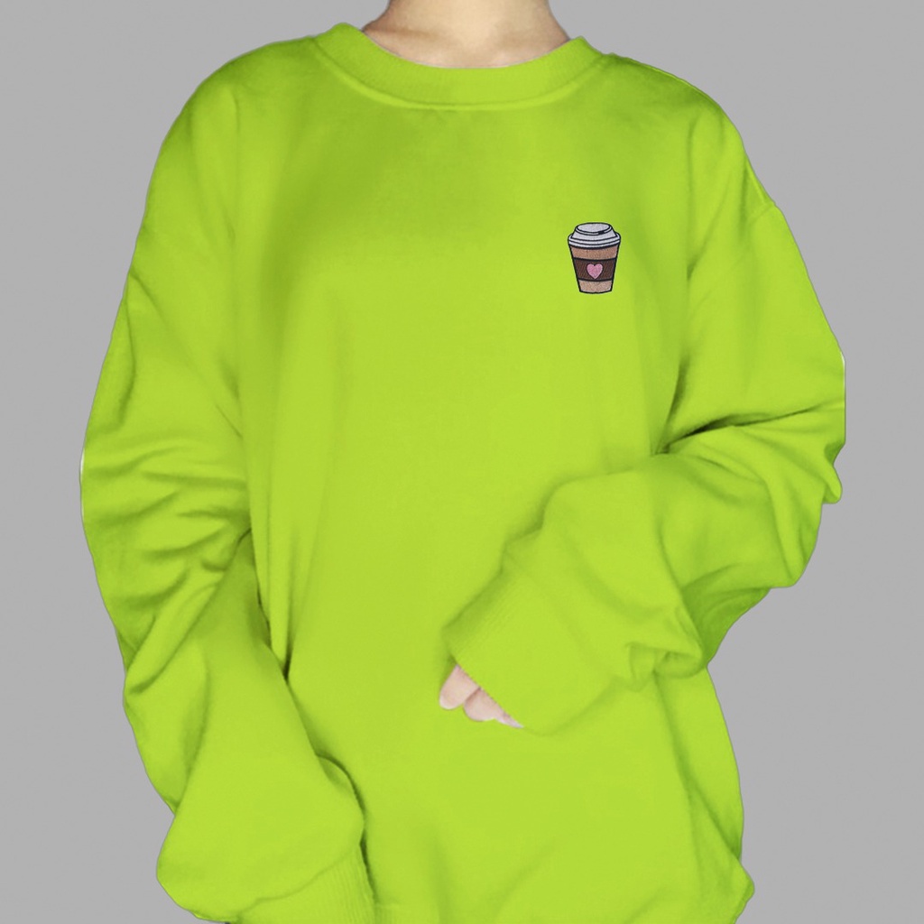 BORDIR SWEATER WANITA A CUP OF LOVE COFFEE - ATASAN KEKINIAN PREMIUM
