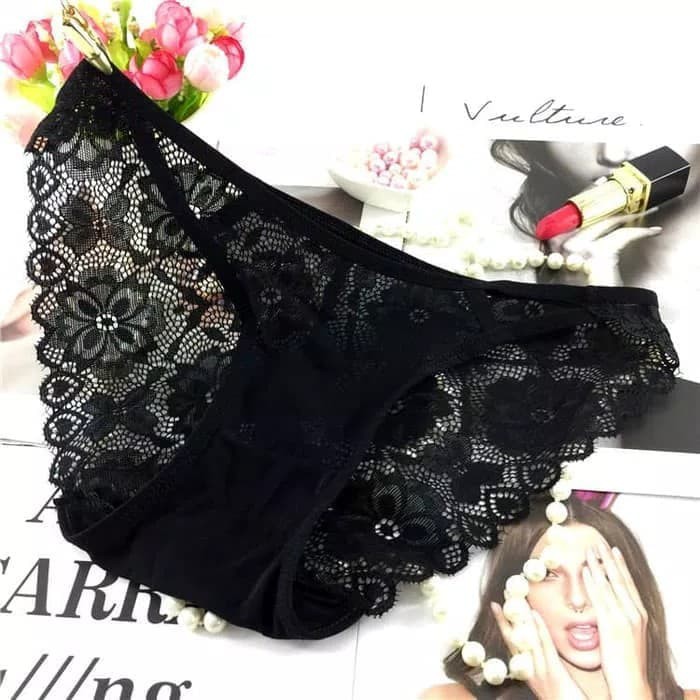 Celana dalam renda lace transparan cd brokat sexy wanita C30103