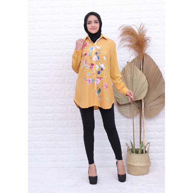 Blouse Kemeja bunga Lukis Warma