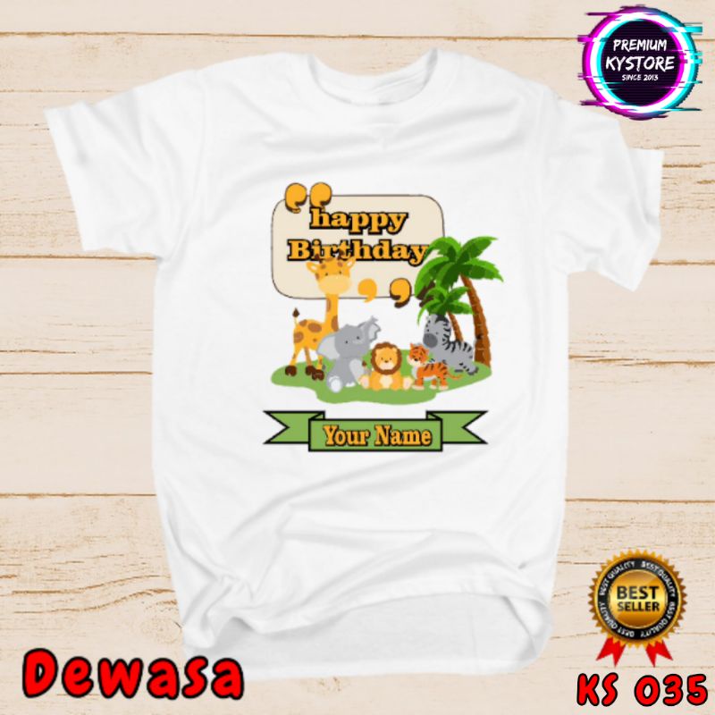 Kaos Ulang tahun Couple Family Gratis Nama anak dan dewasa motif animal