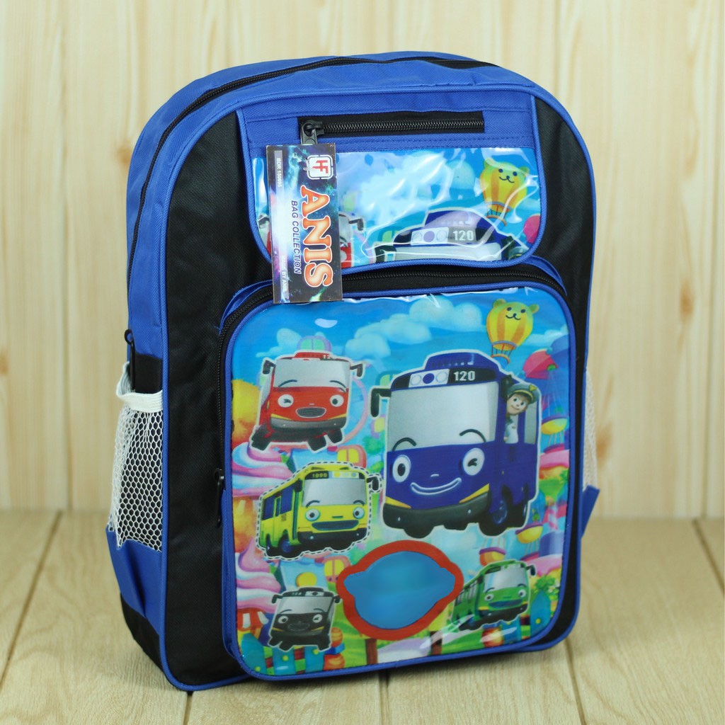 Tas Ransel Anak Keplek Little Bus Back Pack Karakter Anak Laki Laki Bahan Polyester Tebal Kuat Awet