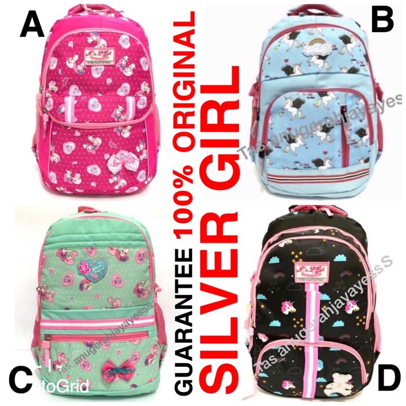Silver girl 100% ORIGINAL tas sekolah motif UNICORN , MELODY LOVE