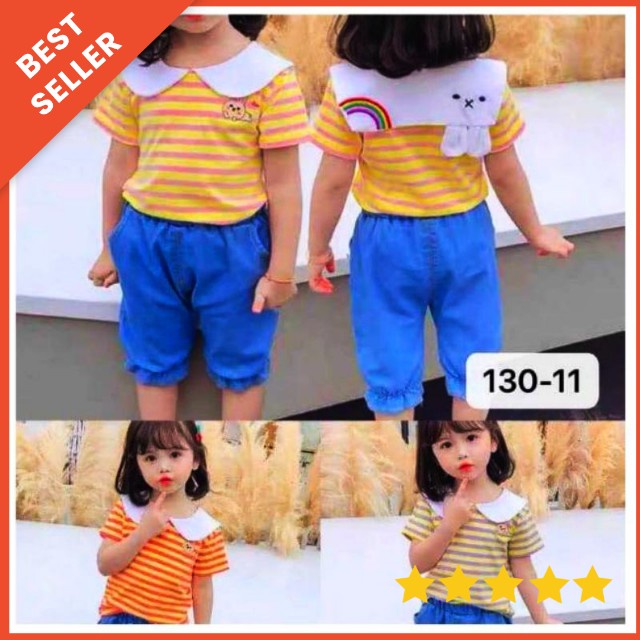 Setelan celana pendek anak cewek import 0-4 tahun / Setelan hotpant rawis anak perempuan  import 0-4 tahun / Baju anak import / Pakaian anak import  uisa 0-4Tahun