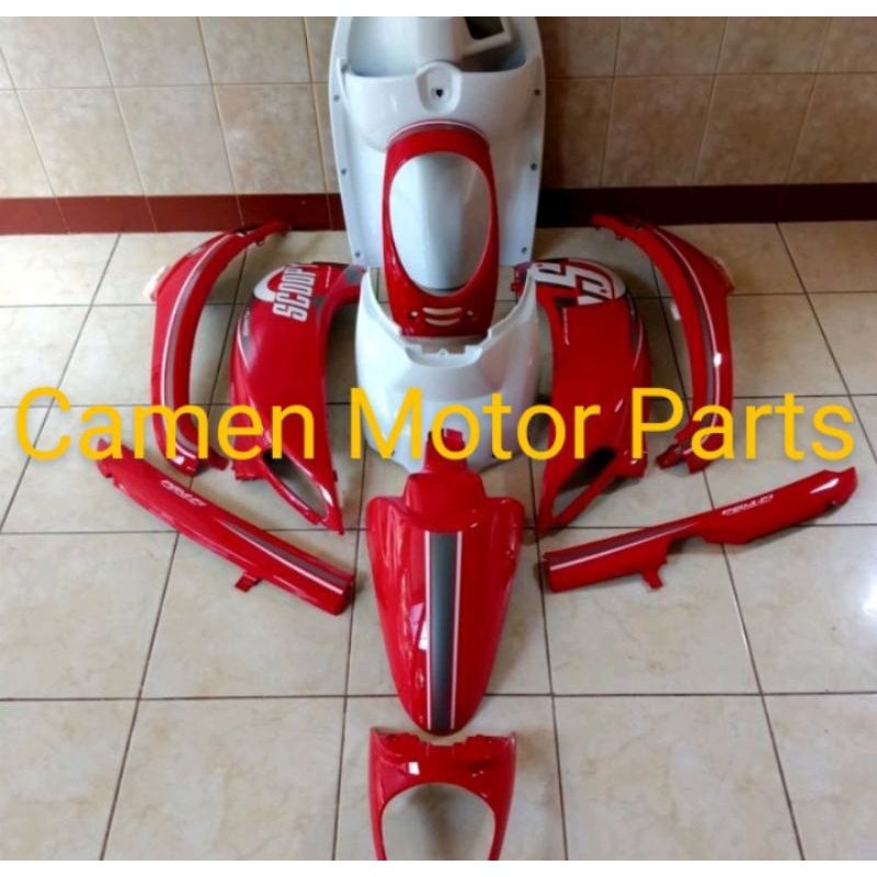 cover full fullset body bodi halus scoopy fi 2013-2016 merah putih ori abs