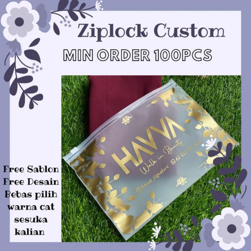 POUCH HIJAB/ZIPLOCK CUSTOM LOGO/ZIPPER BAG/KEMASAN HIJAB/POUCH CUSTOM