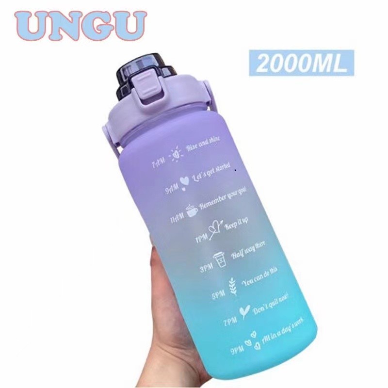 Barangunik2021-Botol minum 2 liter motivasi quitfit jumbo 2000ml stiker 3D